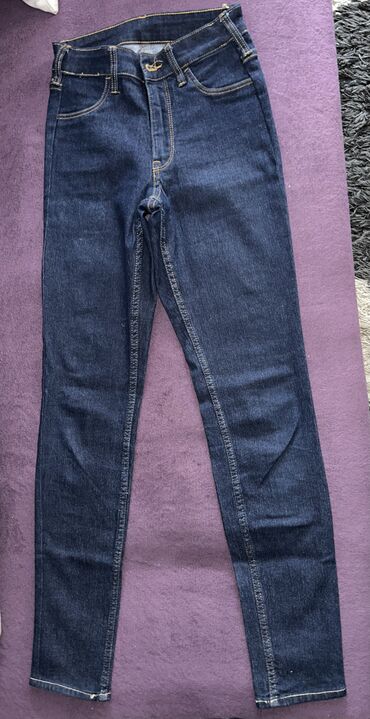 waikiki teksas suknje: H&M tamno plave farmerke sa dubokim strukom, nošene, dosta