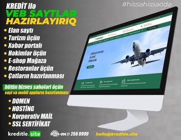 Veb saytların hazırlanması: Mobil tətbiqlərin hazırlanması, SEO, SMM | Domen, Hosting