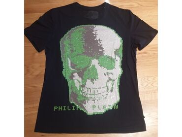 Majice: PHILIPP PLEIN crna majica sa napred zelenom lobanjom od cirkona na lalafo.rs Majice: PHILIPP PLEIN crna majica sa napred zelenom lobanjom od cirkona