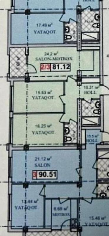 mehdiabadda ev satilir: 3 otaqlı, Yeni tikili, m. Qara Qarayev, 81 kv. m — 1