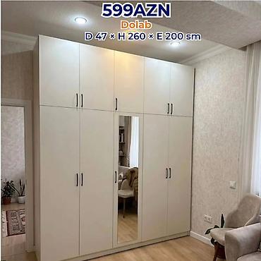 Новый, 4 двери, С зеркалом, Белый, Распашной, Прямой шкаф at lalafo.az Новый, 4 двери, С зеркалом, Белый, Распашной, Прямой шкаф