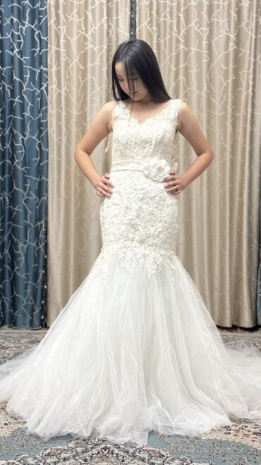 Свадебные платья: Свадебное платье, Со шлейфом, Фатин, Русалка, Кружево, Новый — 8