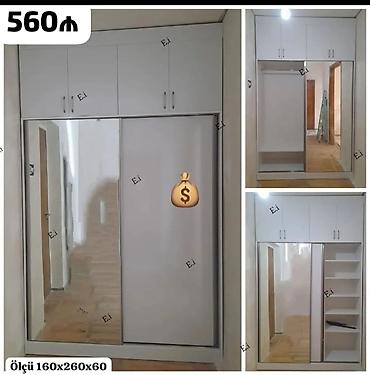 divar skaflari: Yeni, 4 qapılı, Güzgülü, Ağ, Kupe, Düz dolab — 1