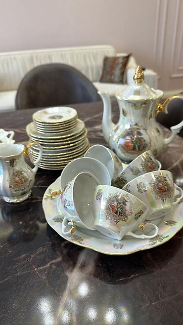 caydan caynik desti: Çay dəsti, rəng - Ağ, Farfor, 6 nəfərlik — 1