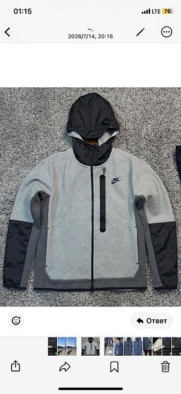 Толстовкалар: Толстовка/куртка Nike с капюшоном, серо‑черная - Дизайн — 1