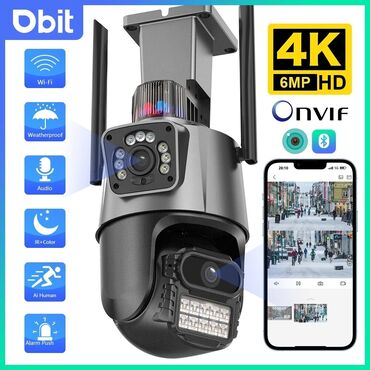Видеонаблюдение: DBIT Wifi Kamera 6MP 4K İkili Lens IP Kamera Təhlükəsizlik Suya