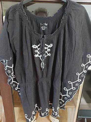 pull: Crna boho tunika/kaftan od 100% pamuka. Širokog, pončo kroja sa — 2