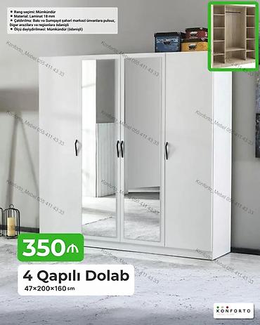 **4 qapılı güzgülü dolab** Qiymət: 350 ₼ **Məhsul haqqında