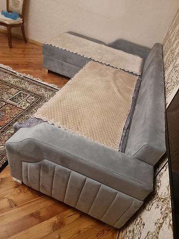 kunc divan yeni: Künc divanı – L şəklində, yumşaq parça üzlüklü, açıq-boz rəngdə — 6