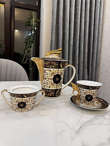 qizil balig: Qəhvə dəsti, rəng - Qızılı, Farfor, İtaliya — 3