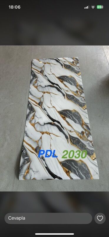 Mərmər effektli PVC panellər: Məhsul: Dekorativ PVC yapışqanlı örtük – mərmər effektli panellər — 2
