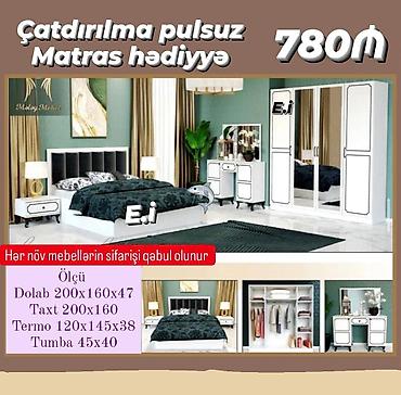 mebel ruckaları: Yataq otağı mebel dəsti Tərkibi: - Taxt 200x160 - Dolab 200x160x47 — 1