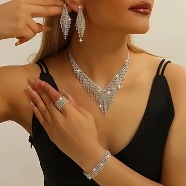Setovi nakita: Set: Minđuše, Narukvica, Ogrlica, Materijal: Hirurški čelik — 11