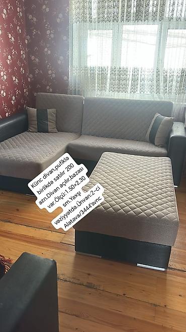 Künc divan,pufiklə birlikdə satılır 200 azn.Divan açılır,bazası