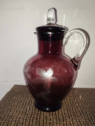 Антикварные вазы: Кувшин, советский, хрусталь цвет "Марганец, 2 тыс сом. Фруктовница
