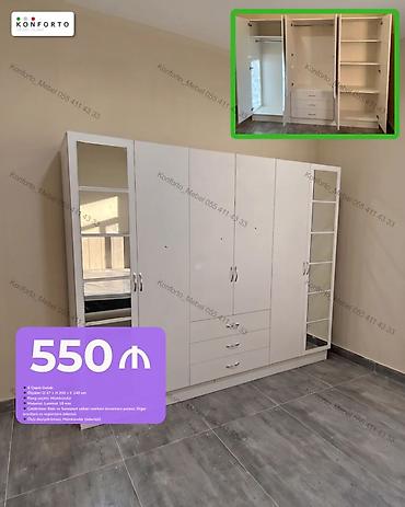 8 qapılı paltar dolabı – Konforto Mebel - Ölçü: 47 sm (dərinlik) x