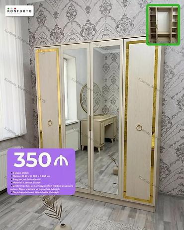 4 qapılı geyim dolabı - Ölçülər: D 47 × H 200 × E 160 sm - Material