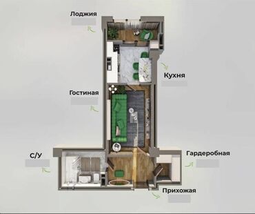 Продажа квартир: 1 комната, 39 м², Элитка, 7 этаж, ПСО (под самоотделку)