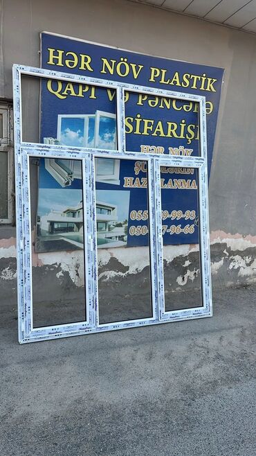 Plastik pəncərələr: Ağ rəngli plastik pəncərəler 1kv 55 manat
qapılar 90 manat — 24