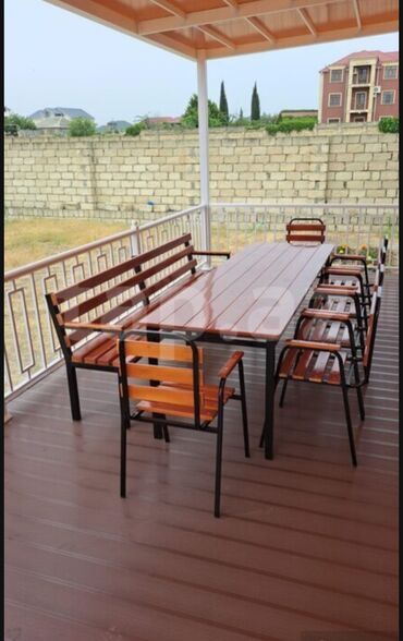 yumuru masa: Balkon üçün, Yeni, Açılmayan, Dördbucaq masa, 6 stul
