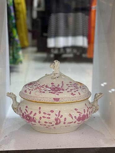 suni dəri: Porselen dekor dəsti - Qapaqlı dərin sup qabı (terina): Ağ porselen — 1