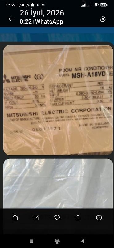 11 pro barter: Mitsubishi Electric split tipli otaq kondisioneri. Model — 2