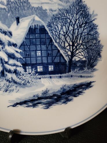 Ostali antikviteti: Tanjir za na zid Meissen 1934 do 1945g,zimski pejzaz. Porcelanski — 5
