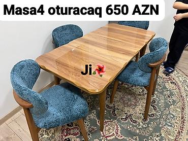 bağca stolu: Mətbəx üçün, Yeni, Açılmayan, Dördbucaq masa, 4 stul — 1