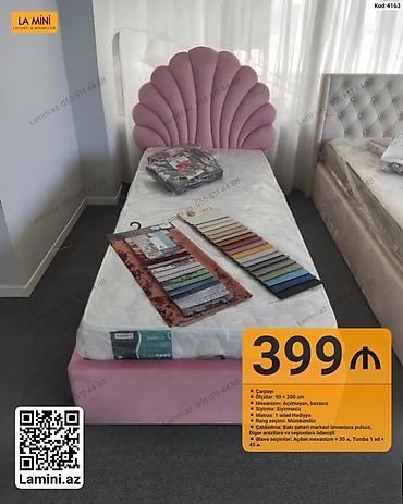 Kod: 4163 Çarpayı - Ölçü: 90 × 200 sm - Mexanizm: Açılmayan, bazasız