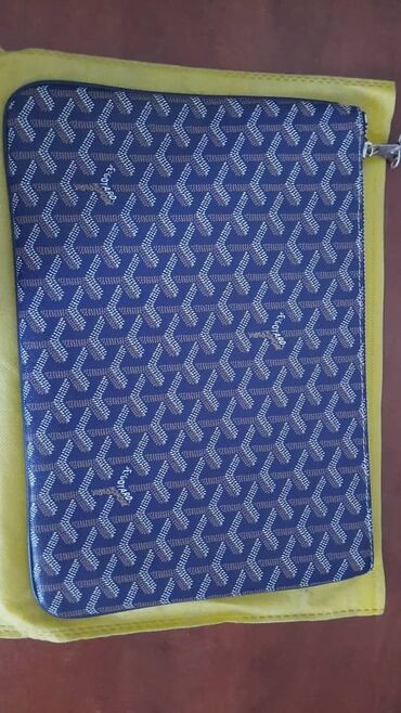 купить кожаный клатч мужской: Клатч "Goyard" синего цвета с характерным монограммным узором