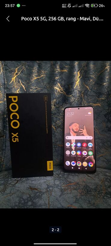 Poco: Poco X5 5G, 256 GB, rəng - Mavi, Face ID, Barmaq izi