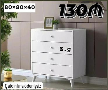 Komodlar: Ağ rəngli 4 çekmeceli komod. Ölçülər: 80×80×40 sm — 1