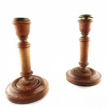 box: UNIKATNI KOMPLET STARIH DRVENIH SVECNJAKA 1950 | Veoma lep unikatni — 1