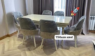 madeyra masa: Mətbəx üçün, Yeni, Açılmayan, Dördbucaq masa, 6 stul — 1