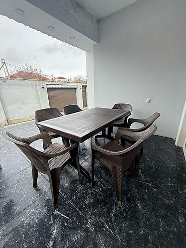 Bağ, çöl masa və oturacaq dəstləri: Yeni, Dördbucaq masa, 6 stul, Açılan, Skameykalar ilə, Plastik, Türkiyə — 2