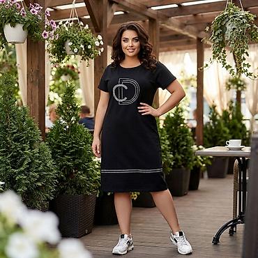 Повседневное платье, Турция, Лето, Короткая модель, Трикотаж, Прямое, XL, 2XL, Все размеры