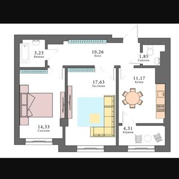 квартиру в тунгуче: 2 комнаты, 63 м², Элитка, 2 этаж, ПСО (под самоотделку)