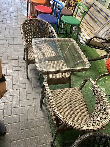 ət otu bitkisi: Rattan terras dəsti – 3 hissə - Tərkib: 2 ədəd kreslo + 1 ədəd stol - — 1