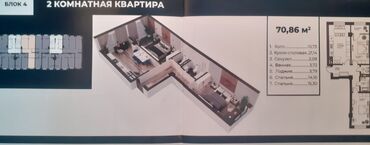 Продажа квартир: 2 комнаты, 70 м², Элитка, 5 этаж, ПСО (под самоотделку)