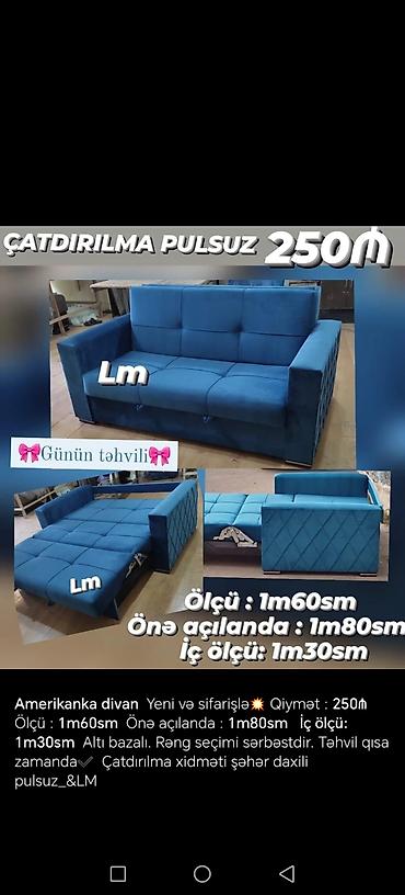 amerikanka divan: Amerikanka kreslo və divan Kreslo: - Ölçü: 1m x 1m - Önə açılma — 1