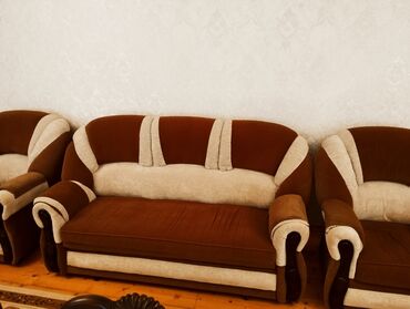 Divan və kreslo dəstləri: Divan, 2 kreslo, Bazasız, Açılmayan — 10