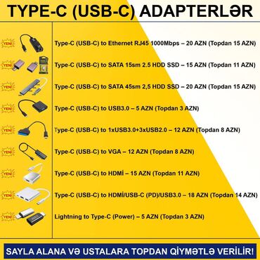 Digər kompüter aksesuarları: Type-c/usb-c adapterlər sayla alana və ustalara topdan qi̇ymətlə -da lalafo.az — 2 Digər kompüter aksesuarları: Type-c/usb-c adapterlər sayla alana və ustalara topdan qi̇ymətlə — 2