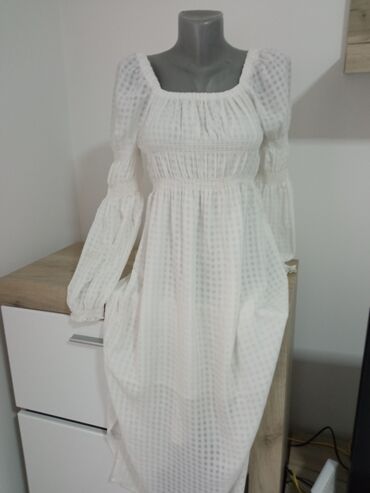 bela uska haljina: S (EU 36), bоја - Bež, Dugih rukava