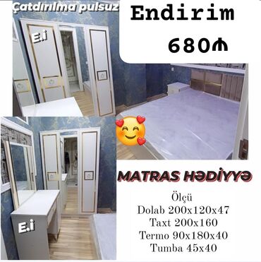 Yataq otağı dəstləri: Çatdırılma pulsuz matras 🎁