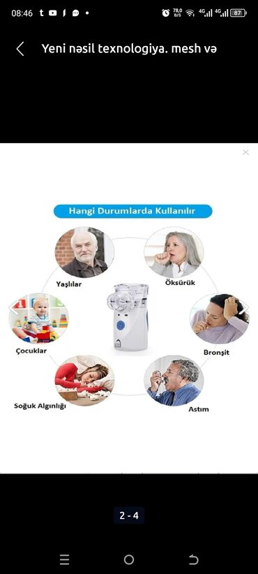 İnqalyatorlar, nebulizerlər: Yeni model,daşına bilən nebulayzer-inqalyator. Öz sinfində Satış — 11