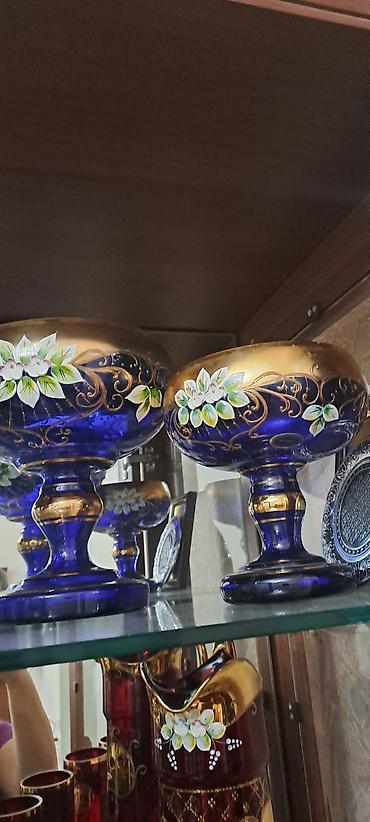 caydanlar: Çay dəsti, rəng - Yaşıl, Şüşə, Bohemia, Çexiya — 6