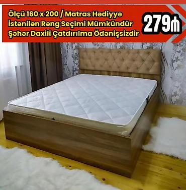 ranforsdan yataq dəsti: Yataq dəsti – 160x200 - Ölçü: 160 x 200 sm - Başlıq: yumşaq, tufted — 1