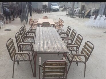 Bağ, çöl masa və oturacaq dəstləri: Yeni, Dördbucaq masa, 4 stul, Açılmayan, Stullar ilə, Taxta, Azərbaycan — 20