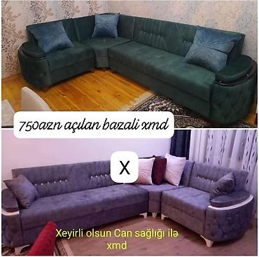 qoşa divan: Məhsul: Açılan, bazalı künc divan • Künc forması: L-şəkilli • — 1