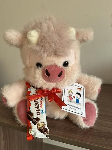 деревянные игрушки оптом от производителя: Плющевый Бегущий телёнок + Шоколад + Открытка Мягкая игрушка с — 9